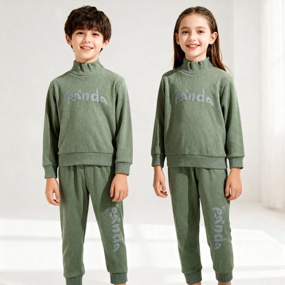 Unisex KIDS GREEN Panda Co-ord Suit in Warm Winter Outfit