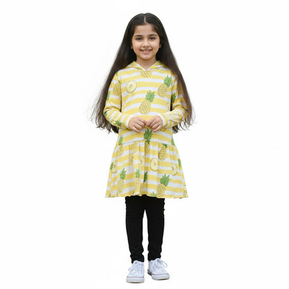 Baby Girls Yellow Pineapple Printed Frock