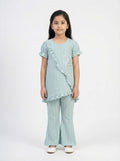 Girls Ruffle Tunic & Leggings Set | 2 Piece Outfit, Mint & Pastel Yellow