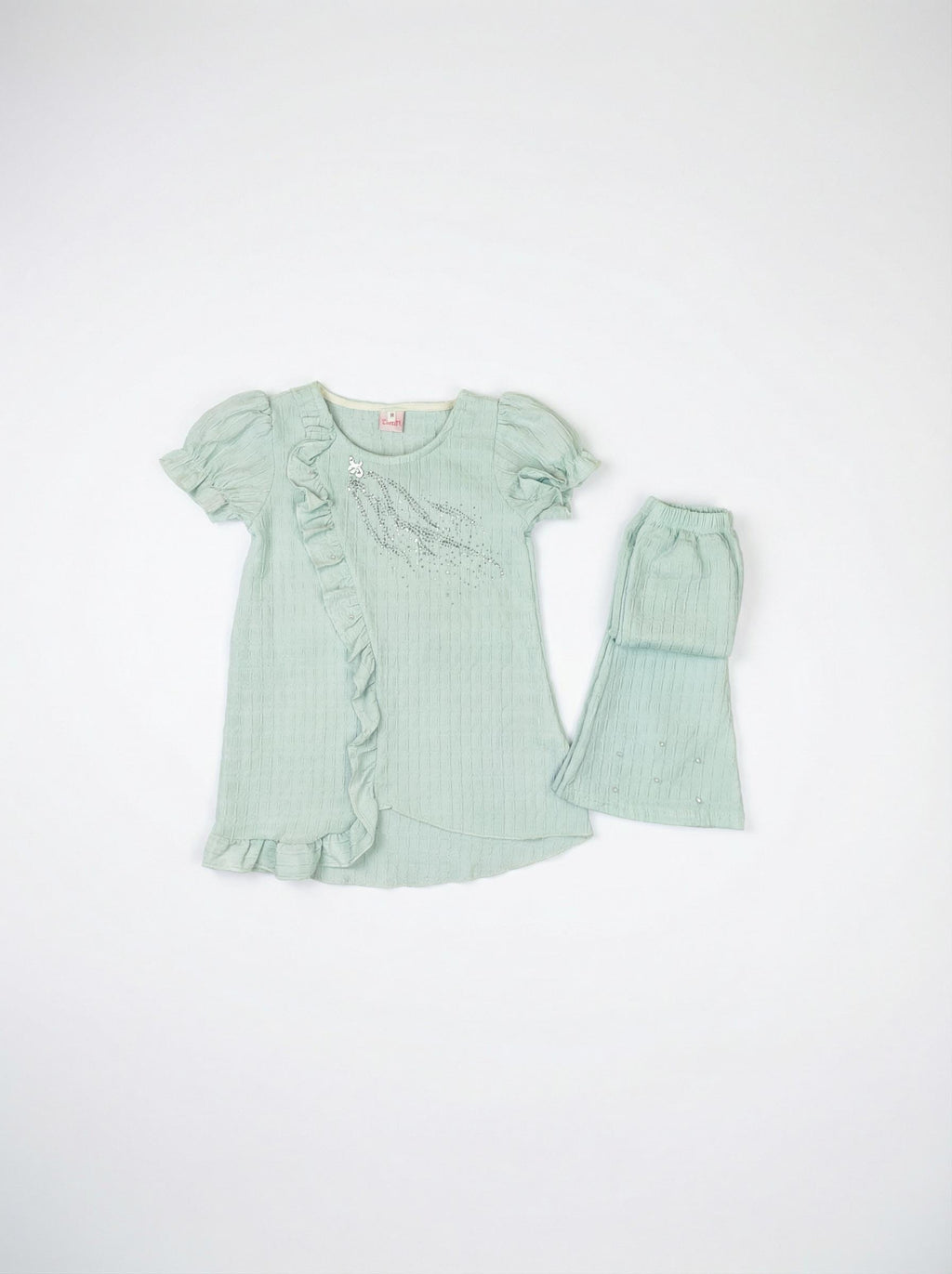 Girls Frost Blue Fancy Kurti & Trouser Set | Kidzaar