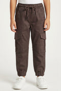 Brown Cargo Jogger Pants | Elastic Waist Utility Trousers