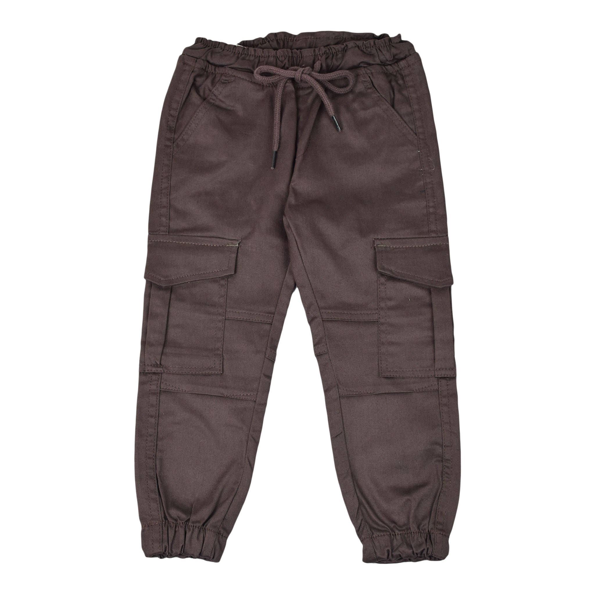 Brown Cargo Jogger Pants | Elastic Waist Utility Trousers