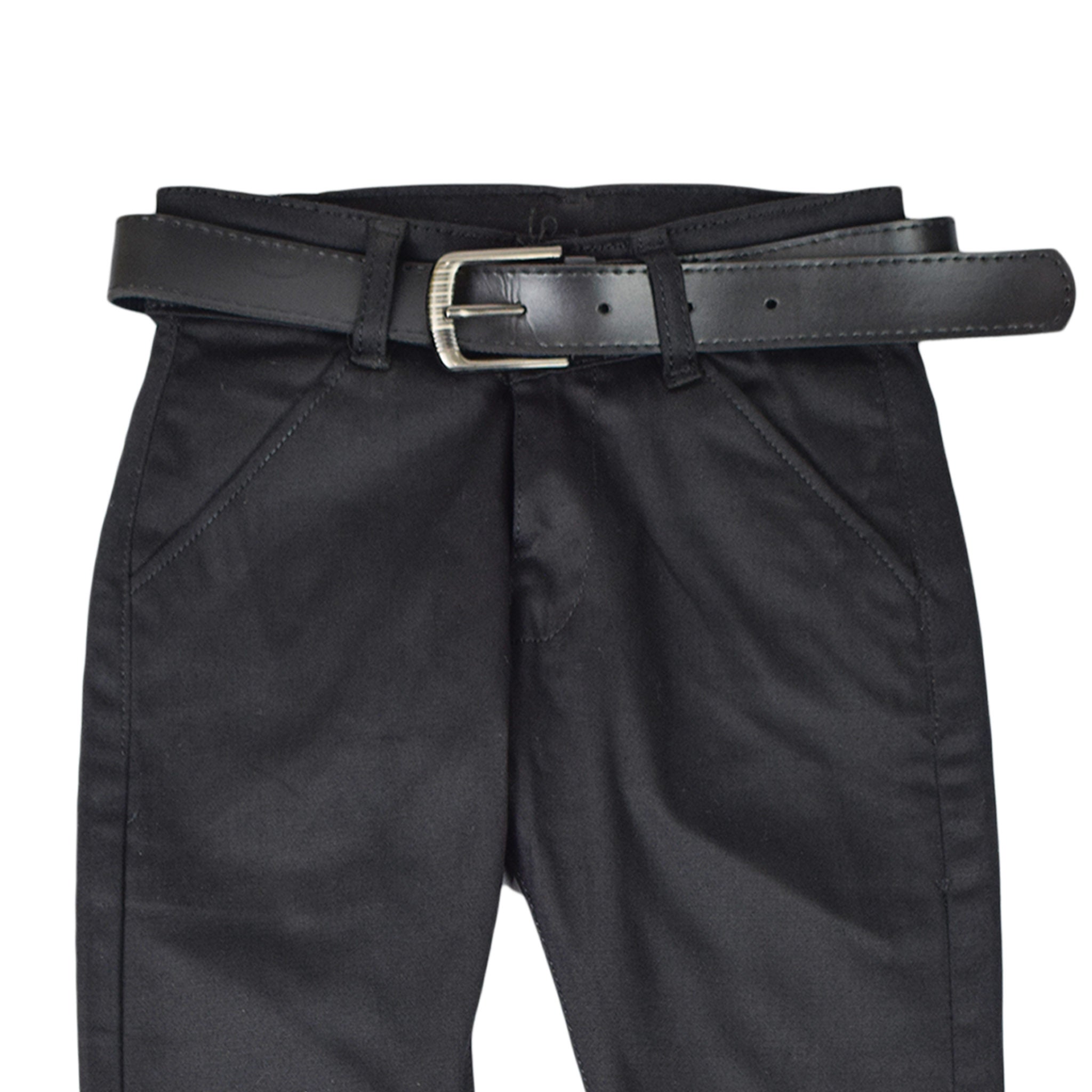 Kids Formal Pants with Belt | Slim Fit Dress Trousers