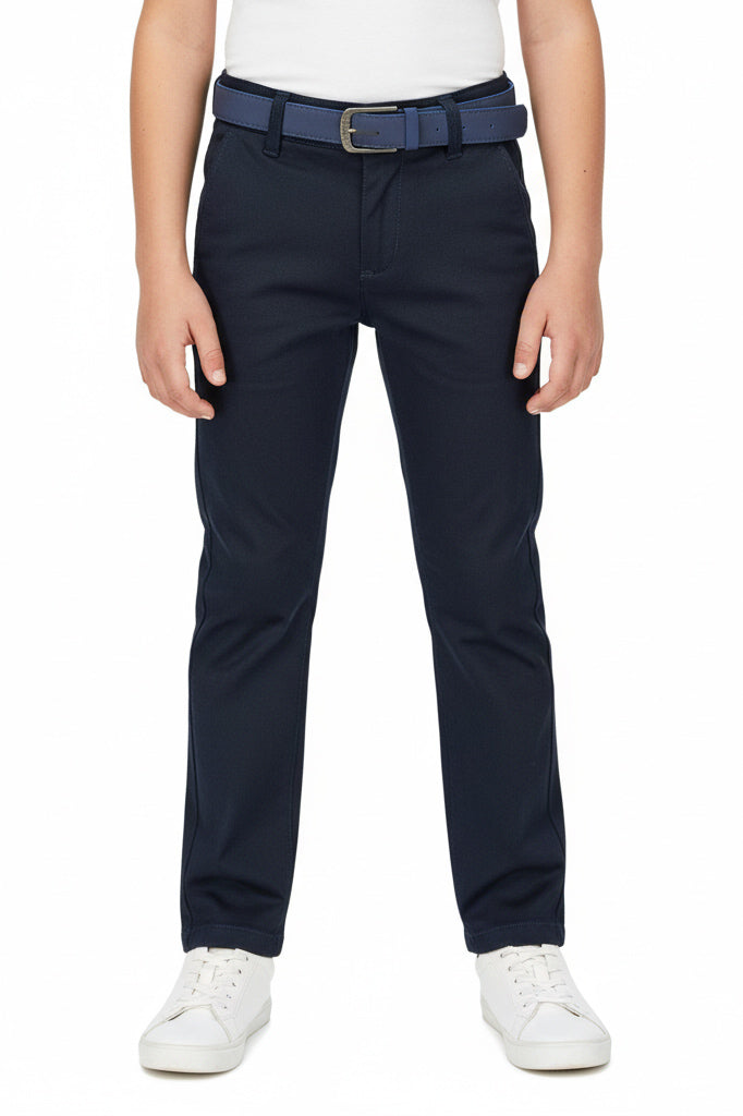Kids Formal Pants with Belt | Slim Fit Dress Trousers