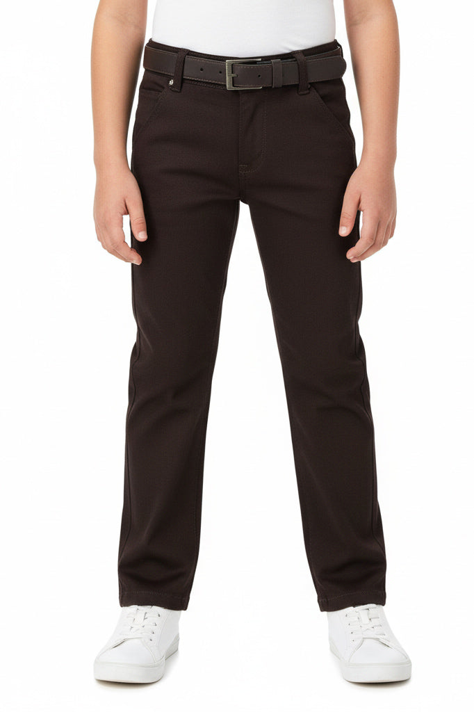 Kids Formal Pants with Belt | Slim Fit Dress Trousers