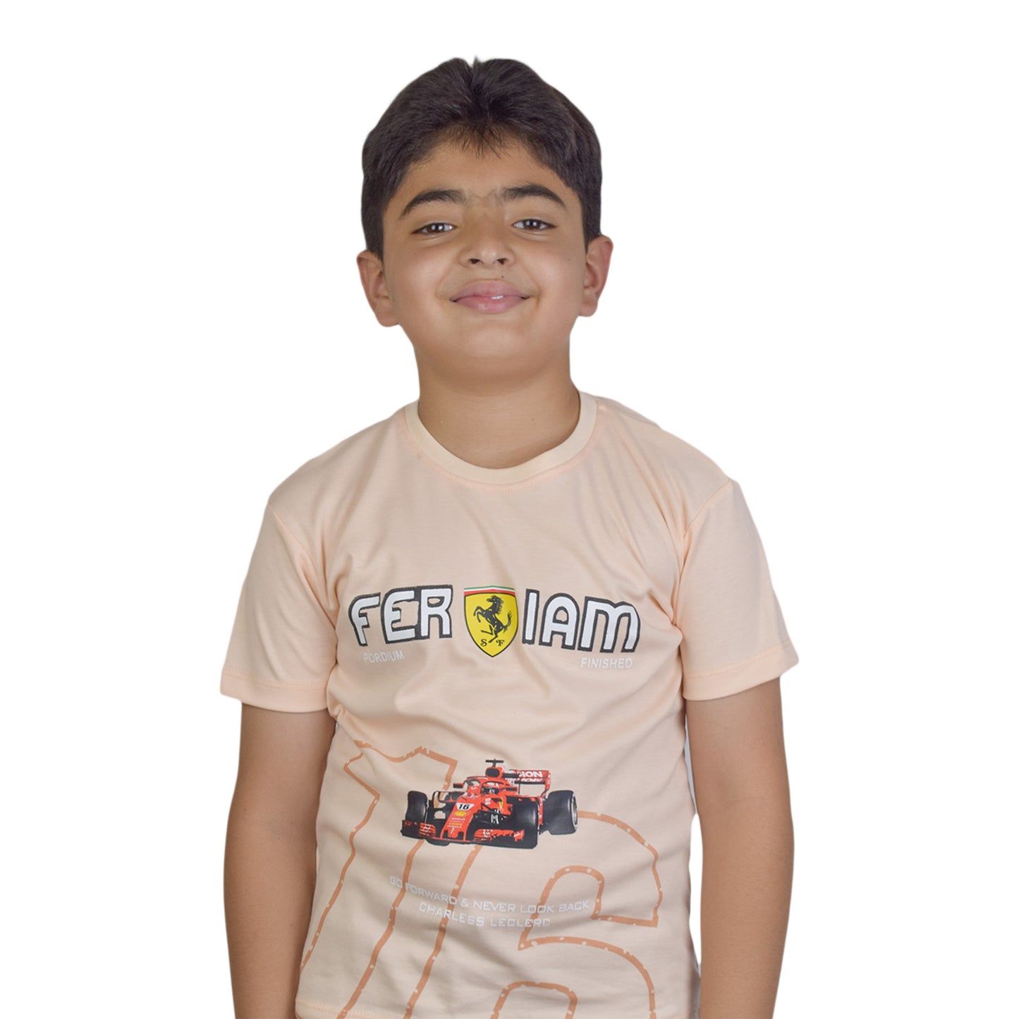 Boys Ferrari Themed Short Sleeves Shirt; Perfect of Summer