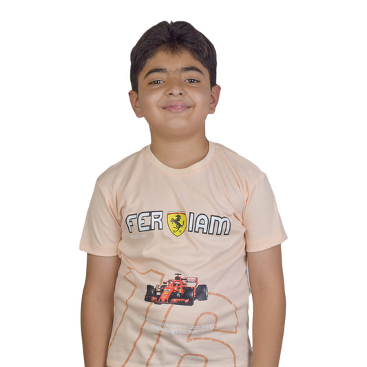 Boys Ferrari Themed Short Sleeves Shirt; Perfect of Summer