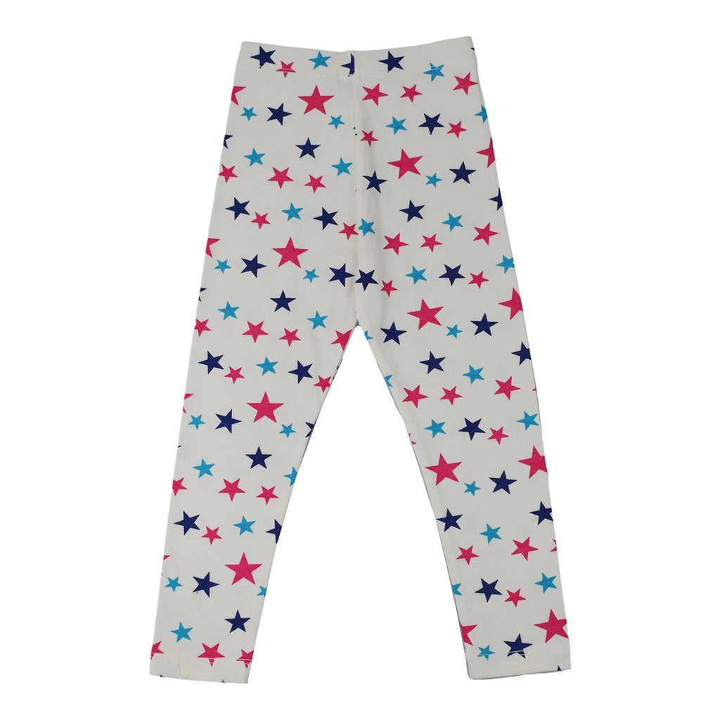 Girls Star Print Leggings | Soft Stretch Cotton Pants for Kids