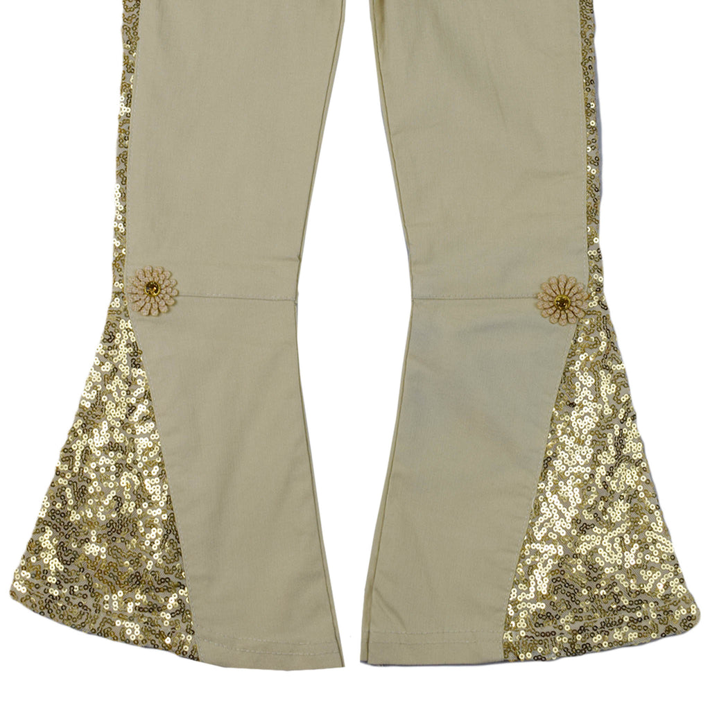 Girls Leggings with Gold Sequin Side Panels | Stretch Party Pants