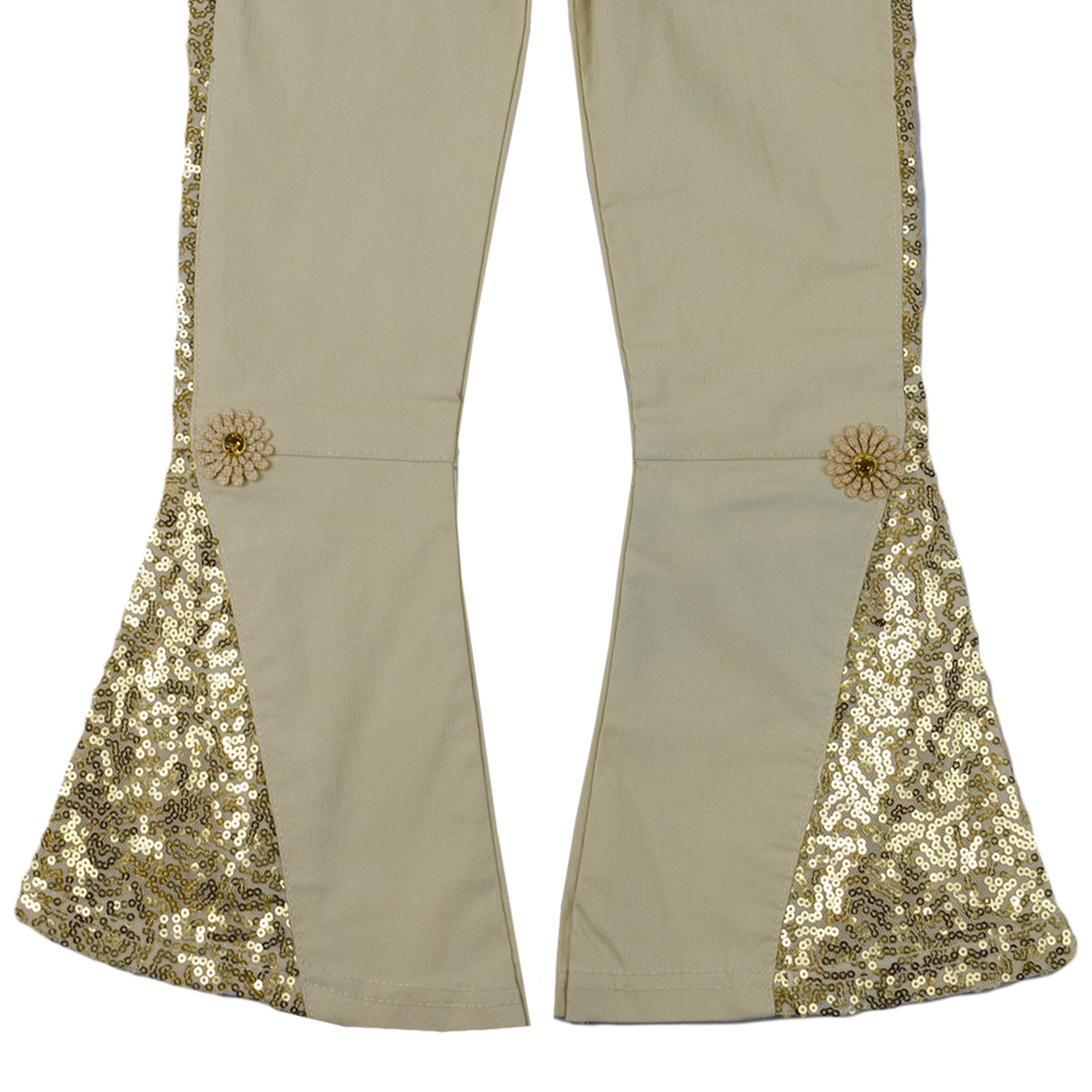 Girls Leggings with Gold Sequin Side Panels | Stretch Party Pants