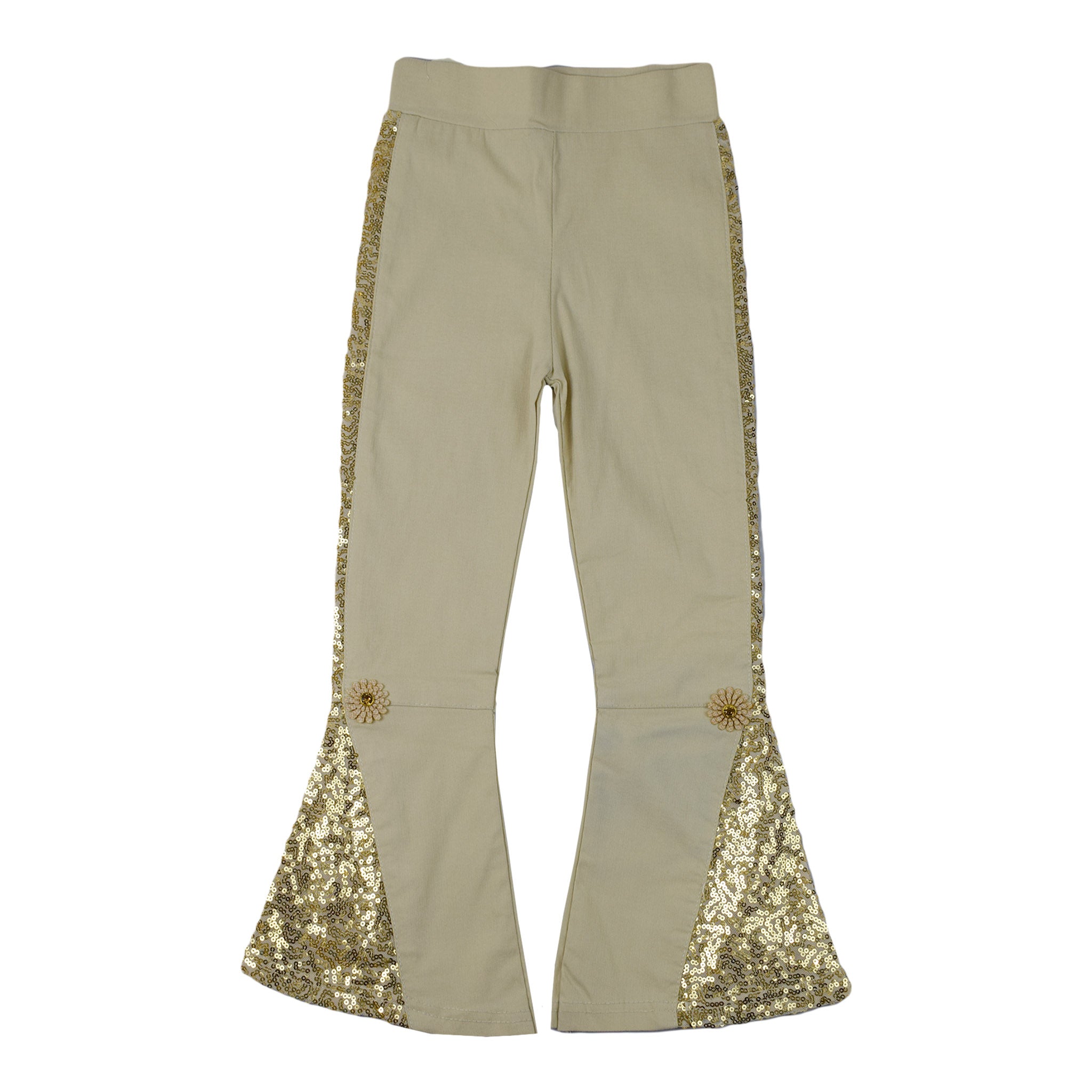 Girls Leggings with Gold Sequin Side Panels | Stretch Party Pants