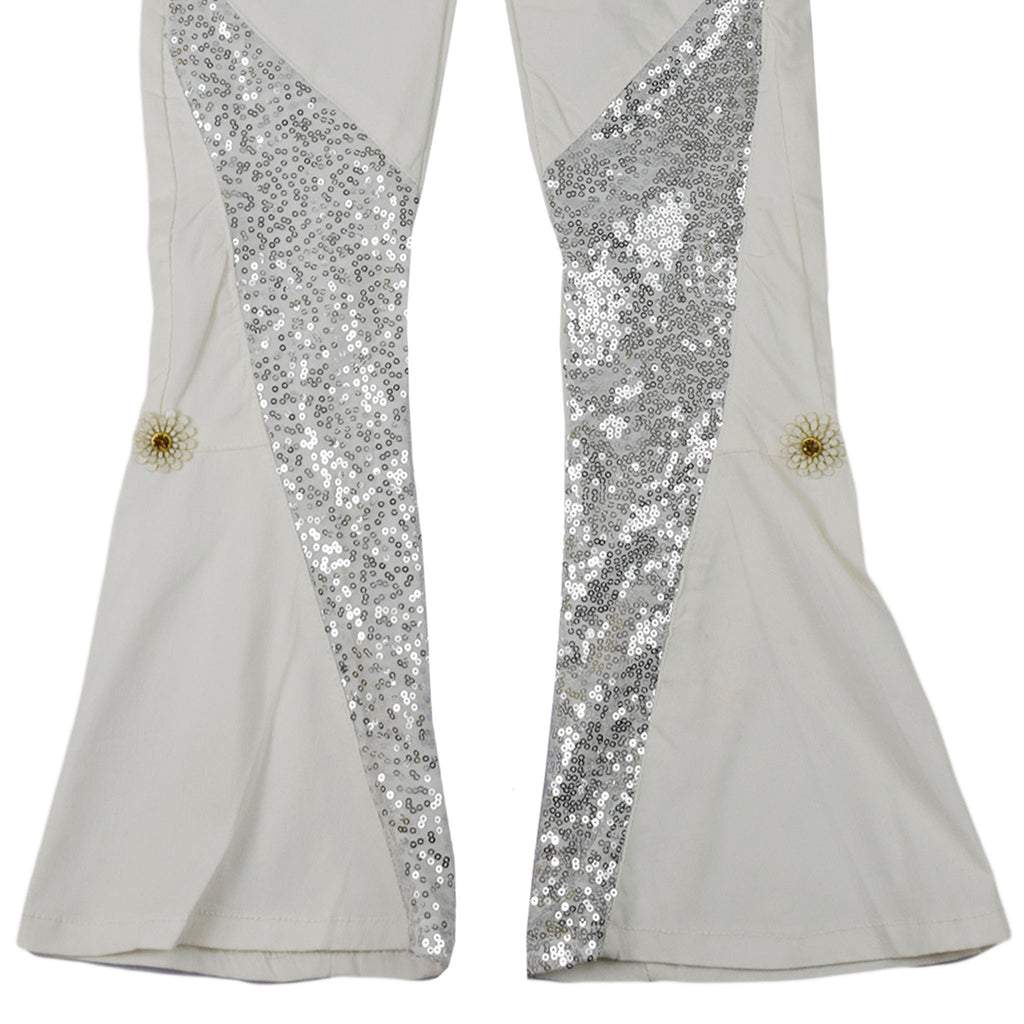 Girls Leggings with Gold Sequin Side Panels | Stretch Party Pants