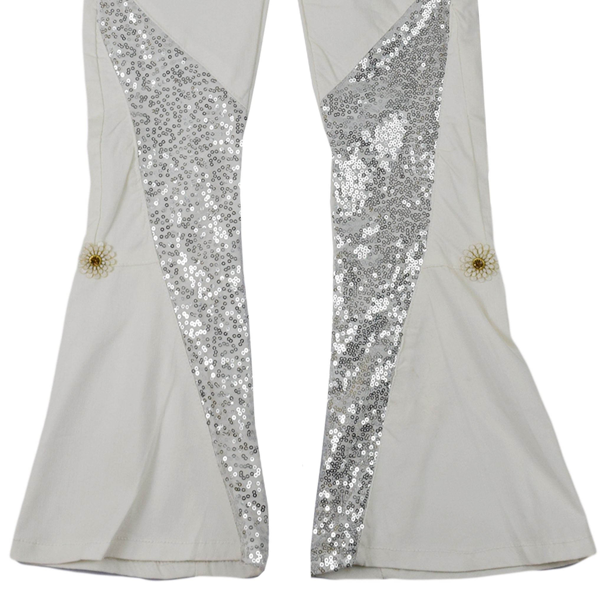 Girls Leggings with Gold Sequin Side Panels | Stretch Party Pants