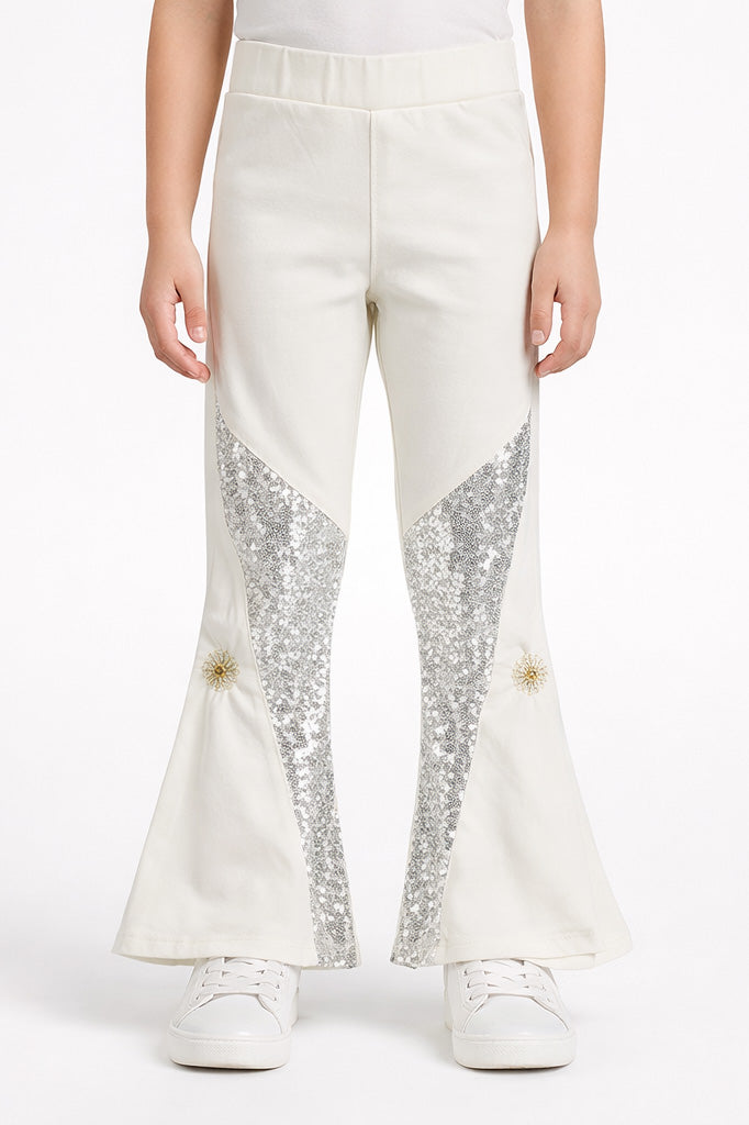 Girls Leggings with Gold Sequin Side Panels | Stretch Party Pants