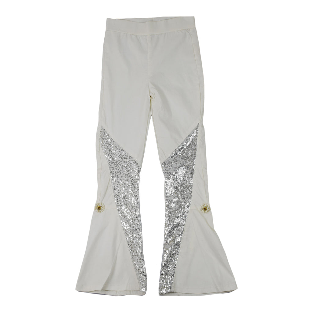 Girls Leggings with Gold Sequin Side Panels | Stretch Party Pants