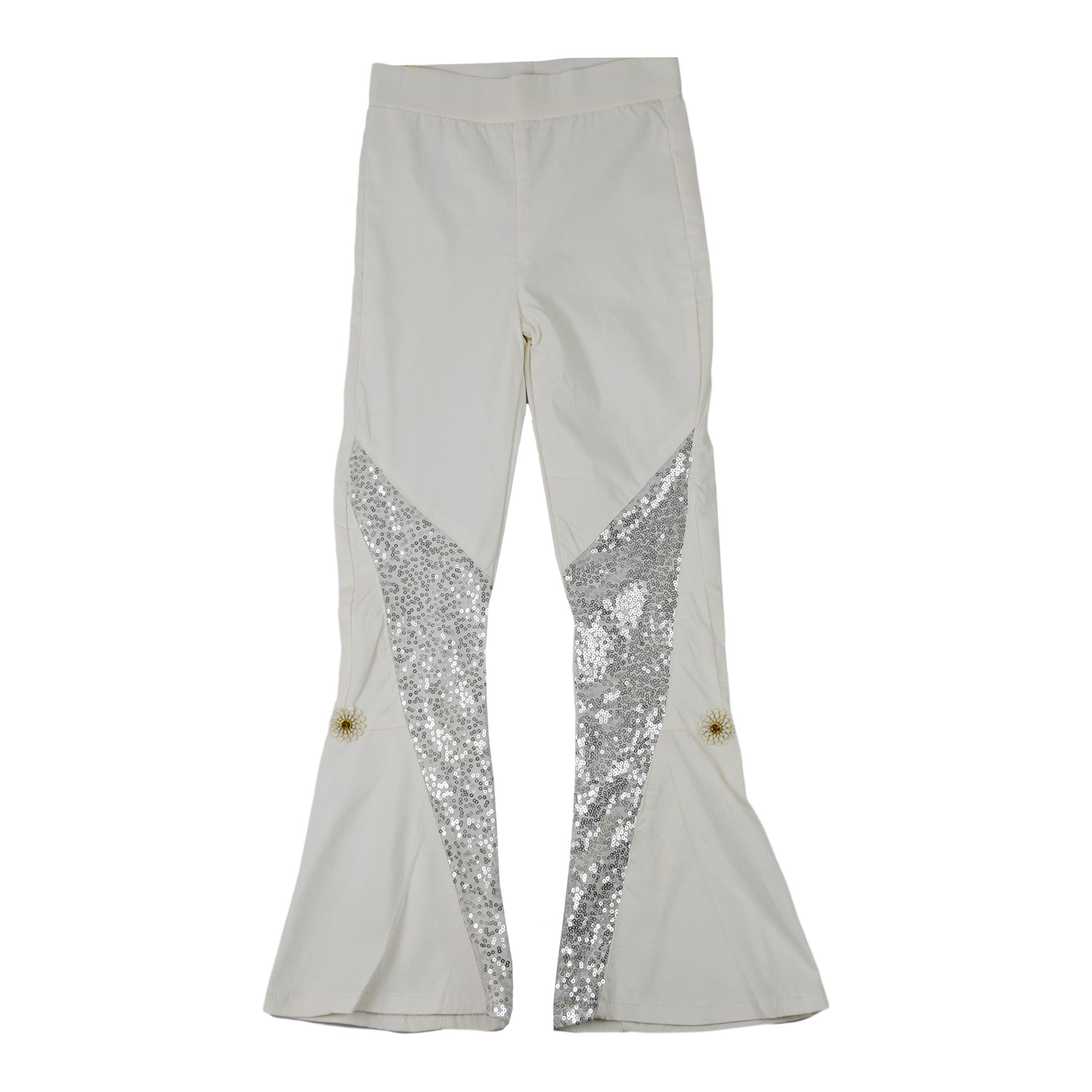 Girls Leggings with Gold Sequin Side Panels | Stretch Party Pants