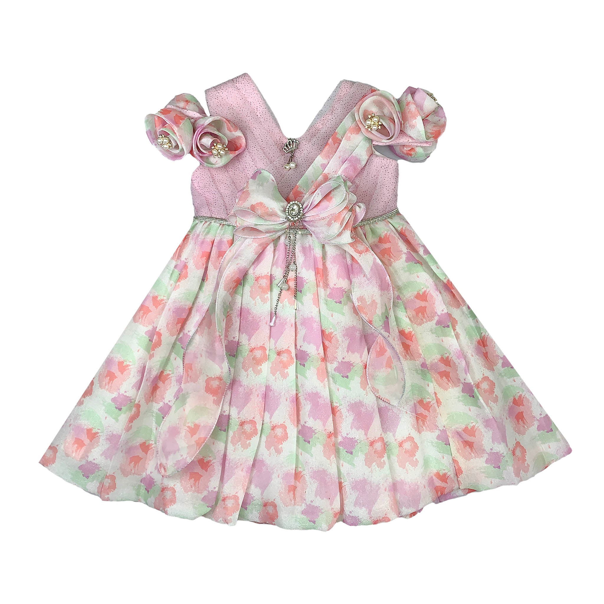 Pastel Floral Party Frock for Girls