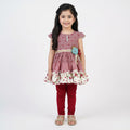 Maroon Floral Frock with Red Pajama