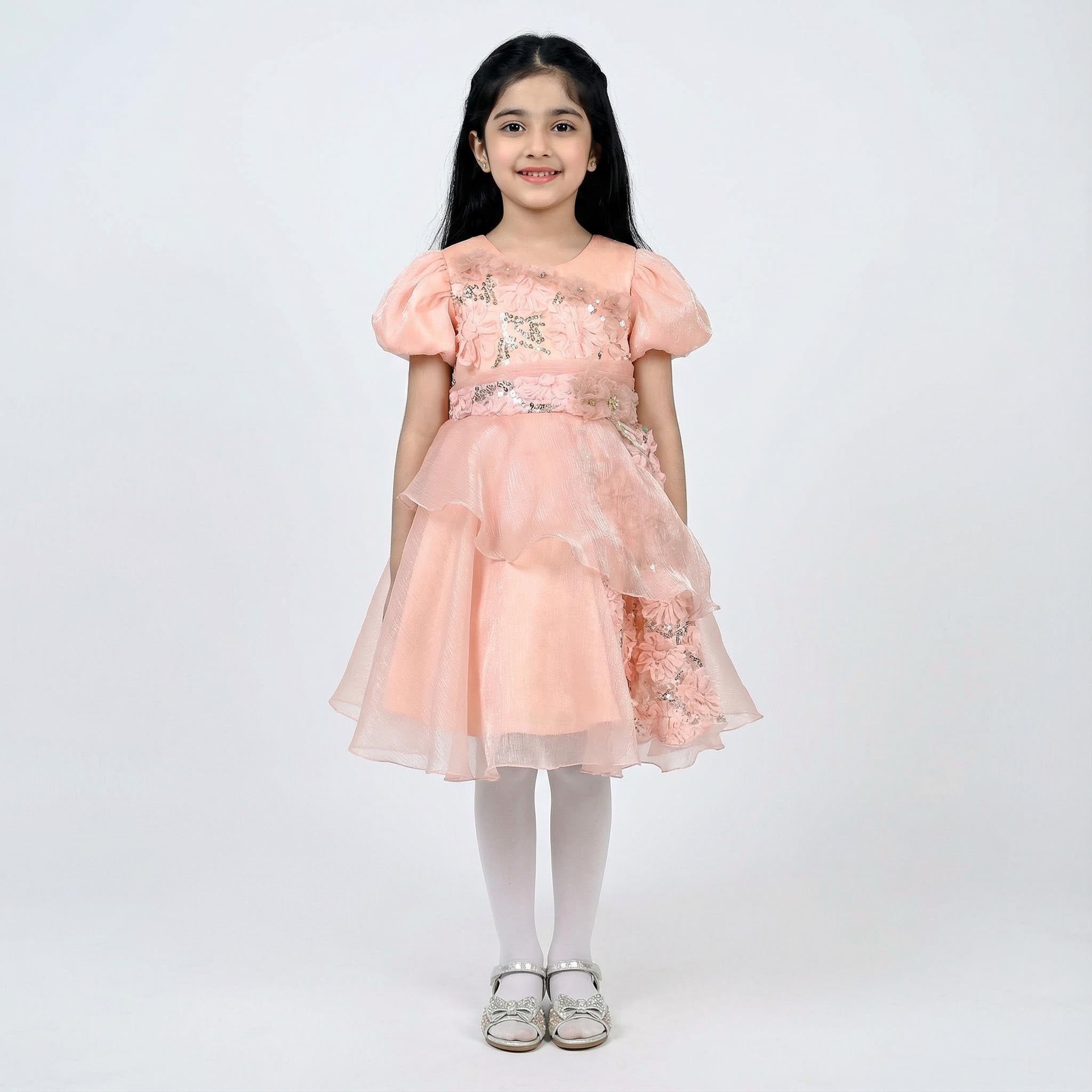 Embroidered Net Frock for Girls
