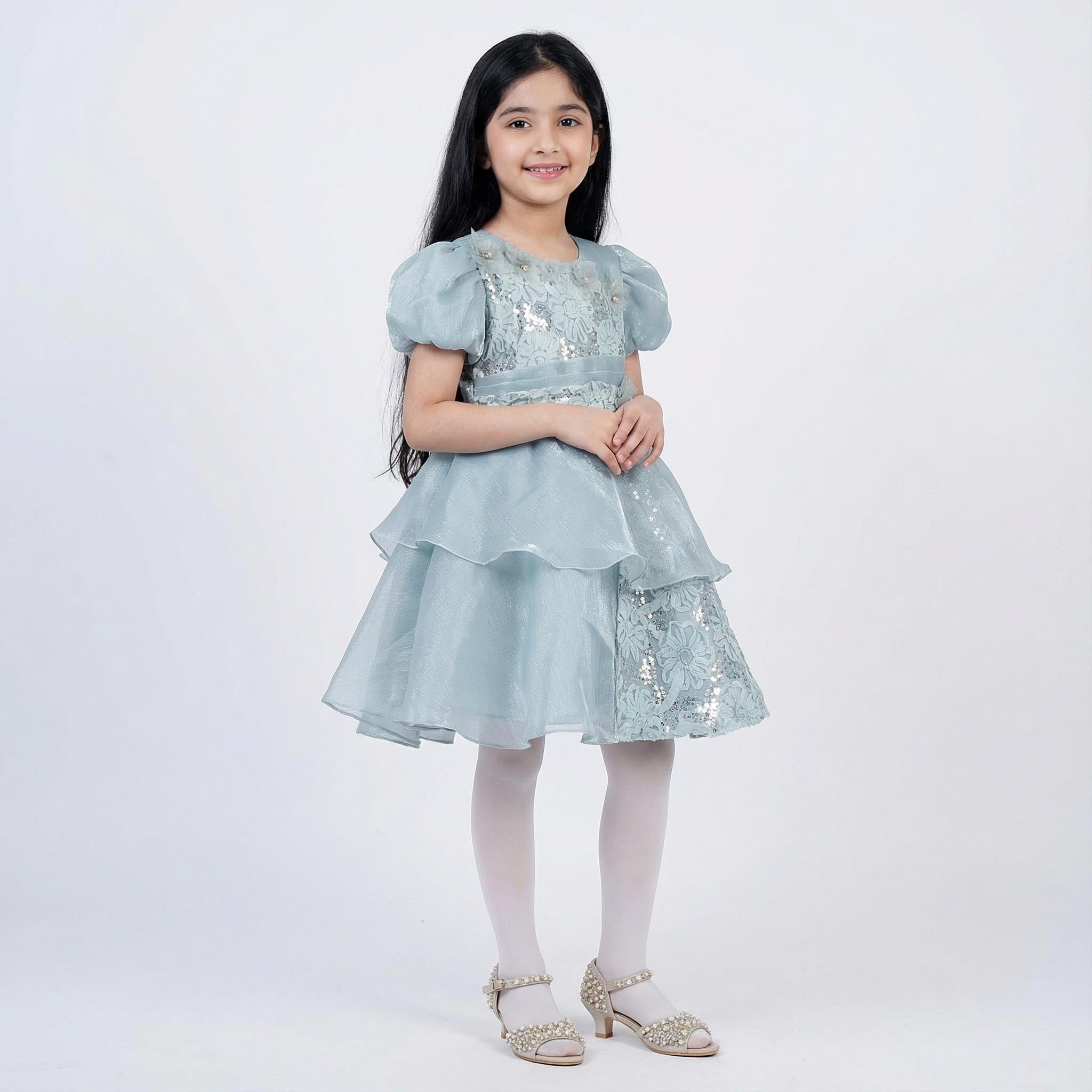 Embroidered Net Frock for Girls