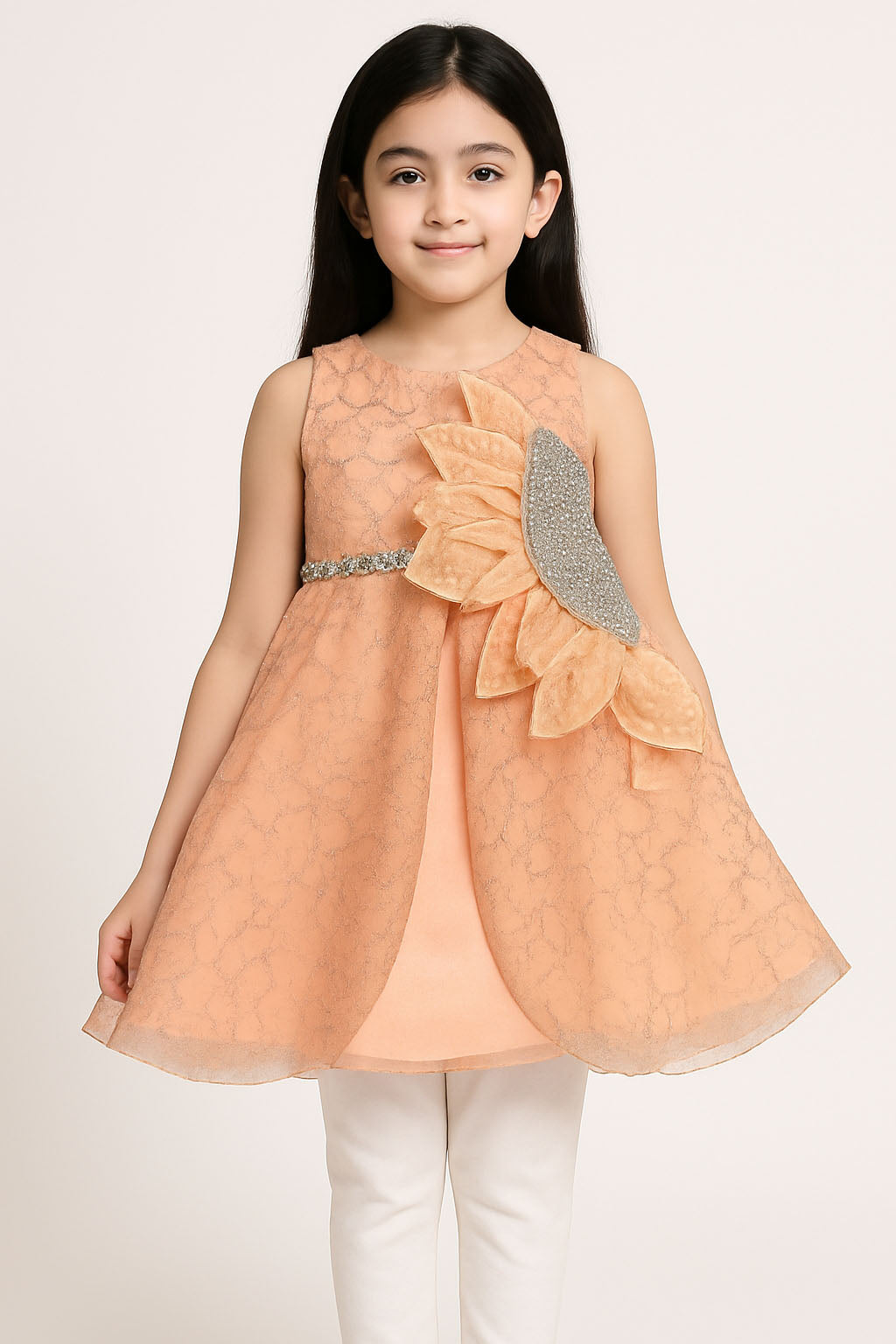 Silk Frock with Net Layer for Girls