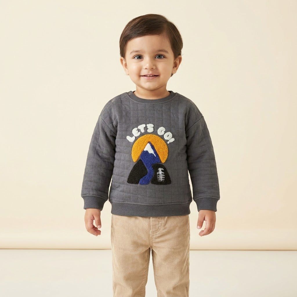 Unisex Baby Sweatshirt with “Let’s Go” Patch
