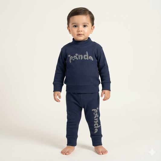 Unisex Baby Panda Winter Co-ord Suit Blue color